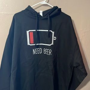 NWOT- Men’s NEED BEER hooded sweatshirt size XXL